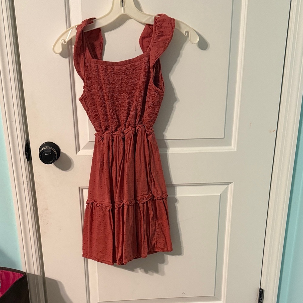 Burgundy ruffle dress